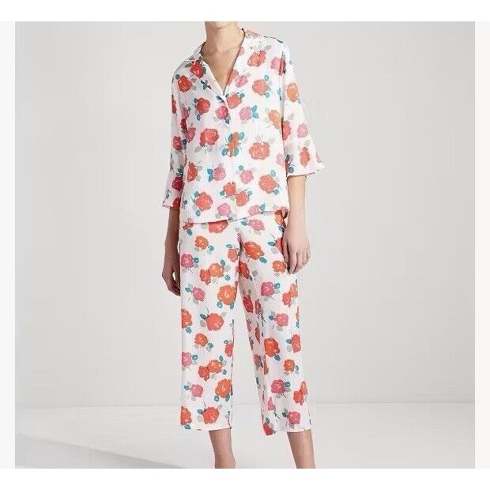 Kate Spade Just Rosy Cropped Pajama Set Floral Size S B21